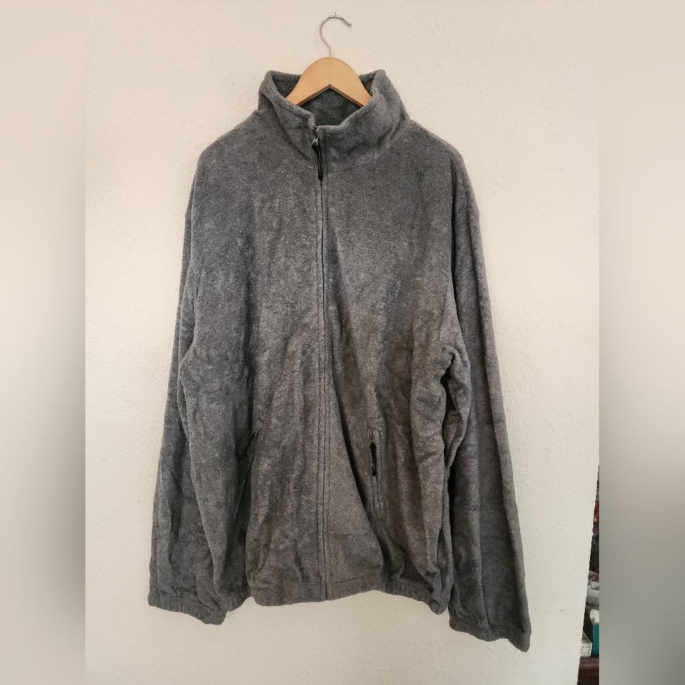 King Size - Full Zip Fleece Jacket, 3XL Tall, Gray